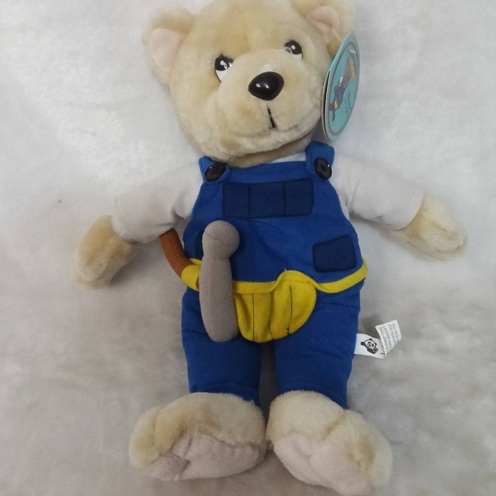 Peek-A-Boo Toys Career Bears Woody the Carpenter Plush Tan Bear 13 inch w/ Tags